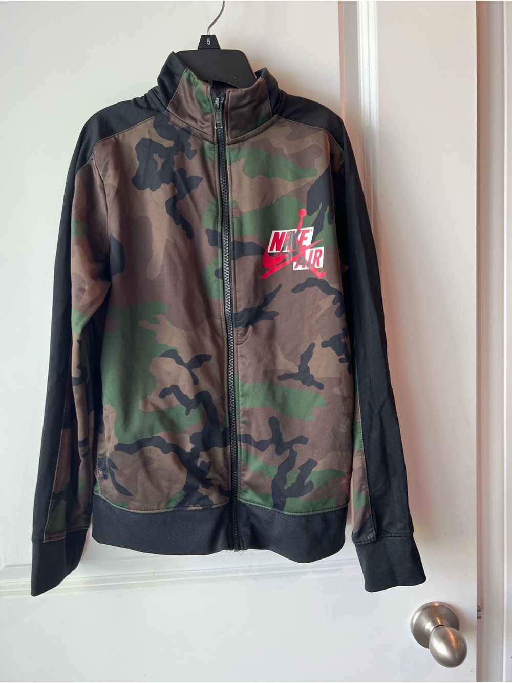 Kids Jordan olive Camo Track Jacket. Medium
